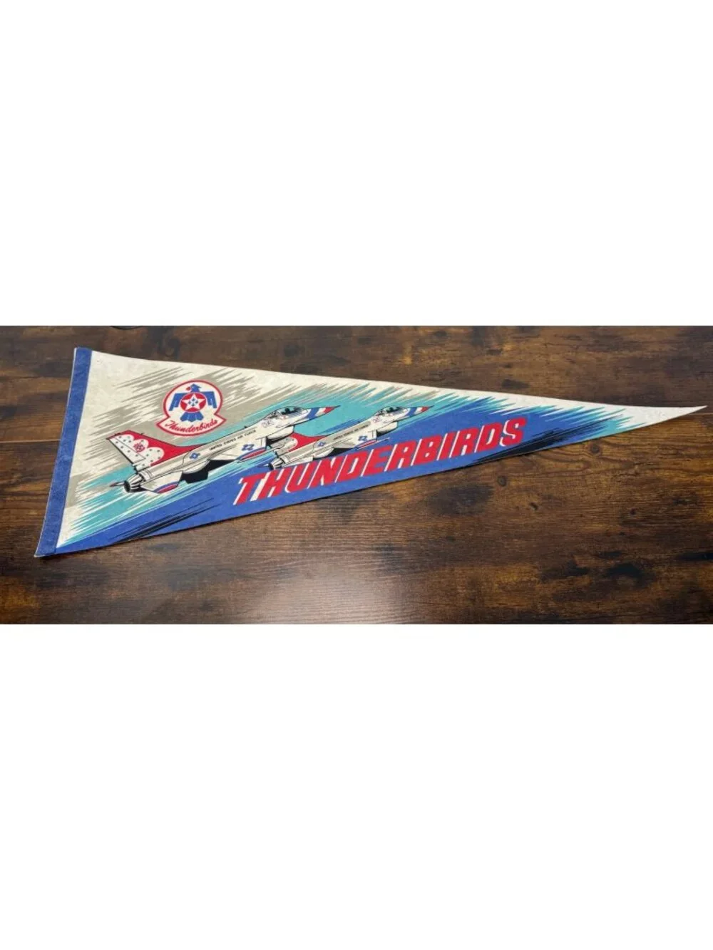Vintage U.S. Air Force Thunderbirds Felt Pennant With Jet Graphics 30 inches